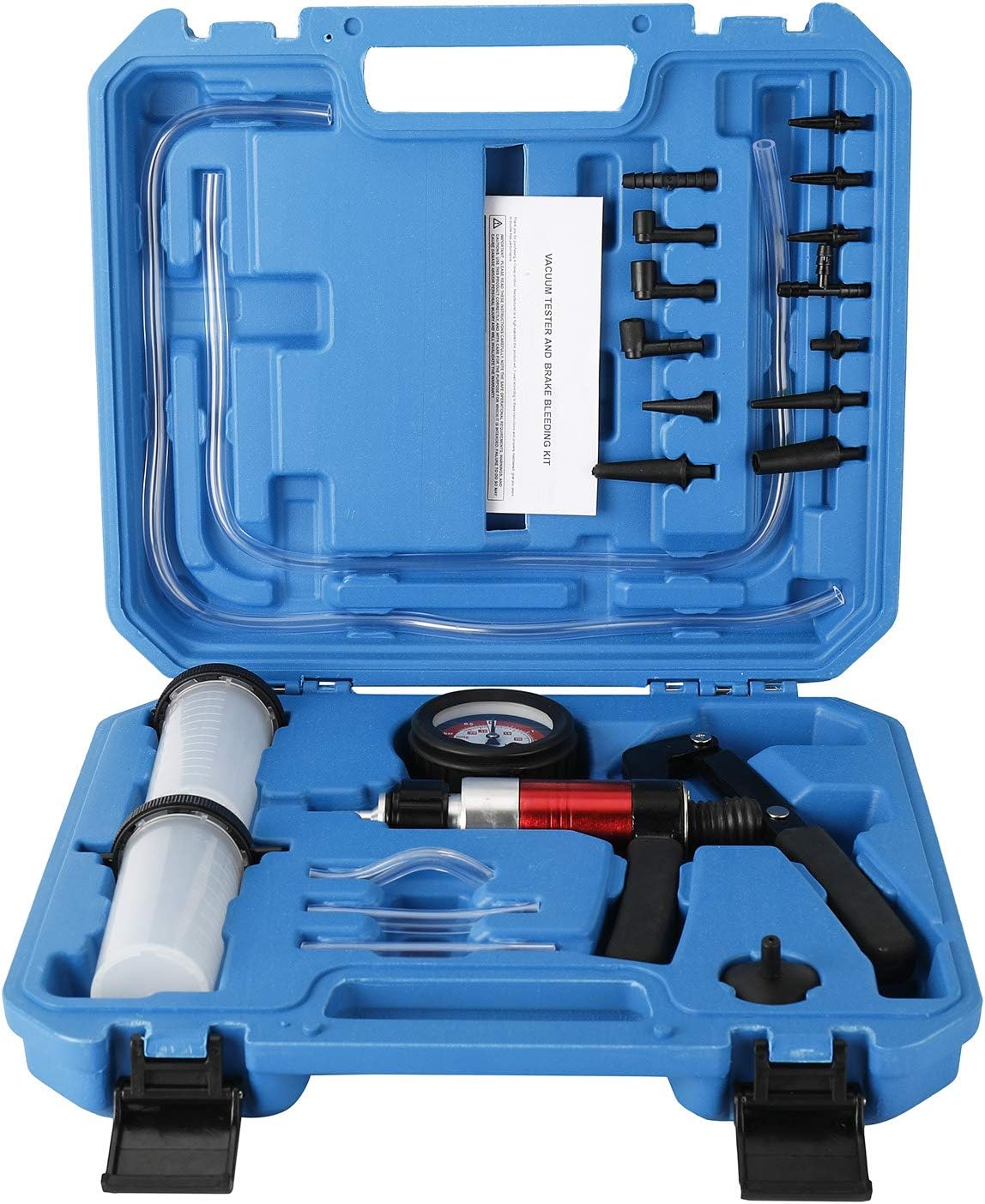 FreeTec 21PC Hand Held Vacuum Pump Tester, Brake Bleeding Kit with