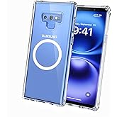 Rinboqe Clear Magnetic Phone Case for Samsung Galaxy Note 9, 6.4-Inch Crystal Transparent Shockproof Military-Grade Protection TPU Bumper PC Anti-Yellowing Slim Fit Wireless Charging Compatible
