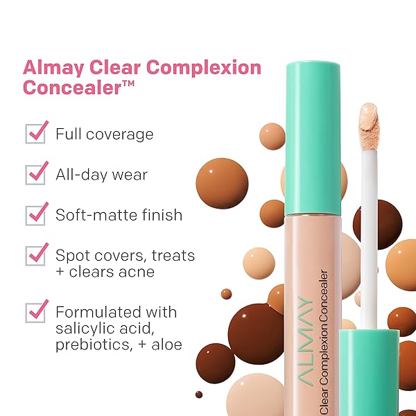 ALMAY CLEAR COMPLEXION ACNE & BLEMISH SPOT TREATMENT CONCEALER MAKEUP WITH SALICYLIC ACID- FOR SENSITIVE SKIN, 200 LIGHT/MEDIUM, 0.3 FL OZ.