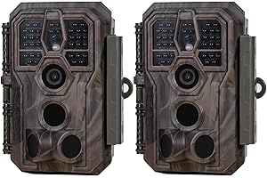 GardePro E5S Trail Camera 2 Pack, 64MP 1296p, Game Cameras with 100ft No Glow Night Vision Motion Activated Waterproof for Deer Wildlife Cam, Hunting