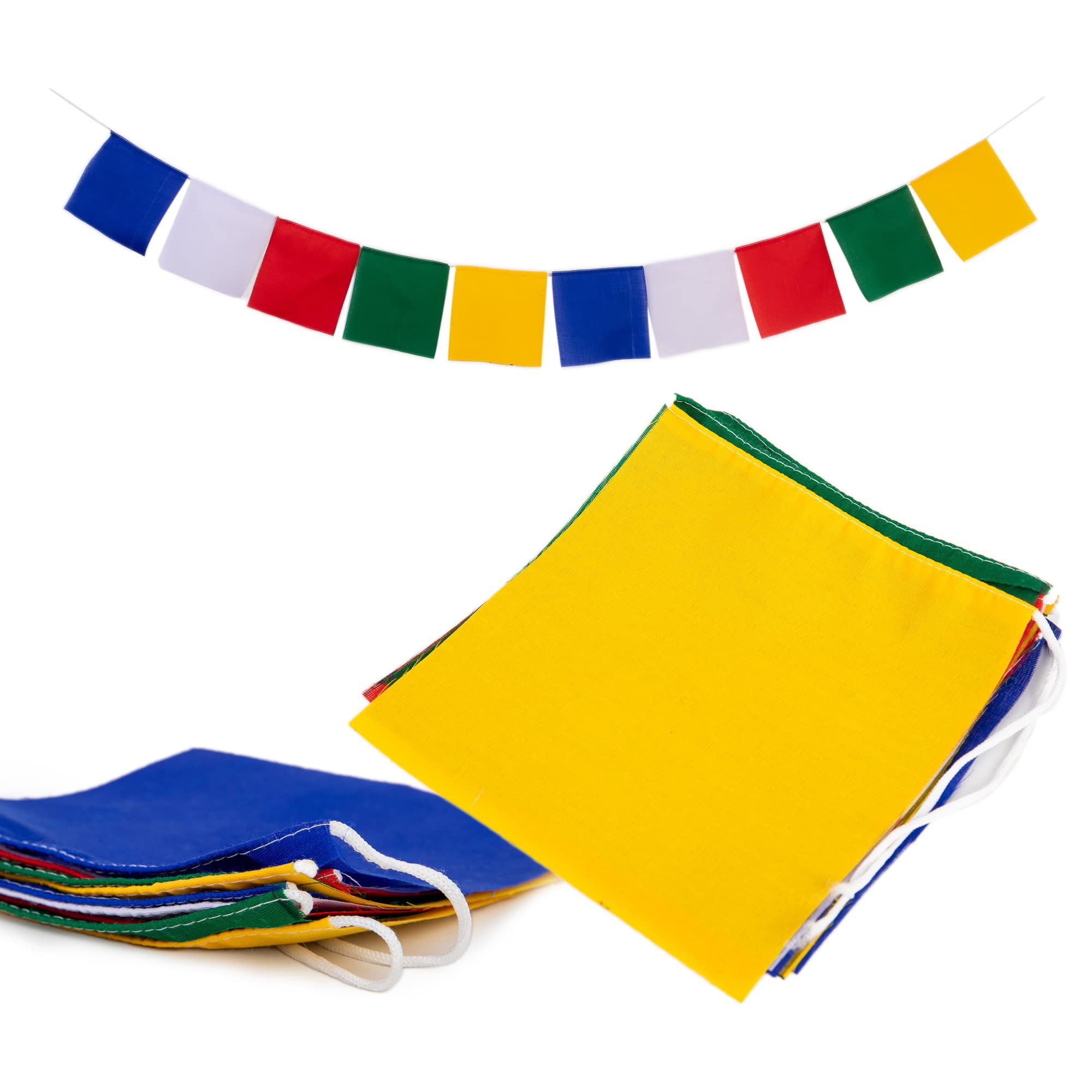 Photo 1 of Prayer Flags Blank Set of 10 Five Tibetan Colors – Yellow, White, Blue, Green, Red for Arts Crafts Decoration by Himalayan Bazaar