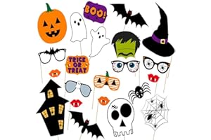 Soochat Halloween Photo Booth Props DIY Kit Scary Hocus Pocus Photo Booth Props for Dress Up Halloween Party Costumes Accessories 22 Pcs