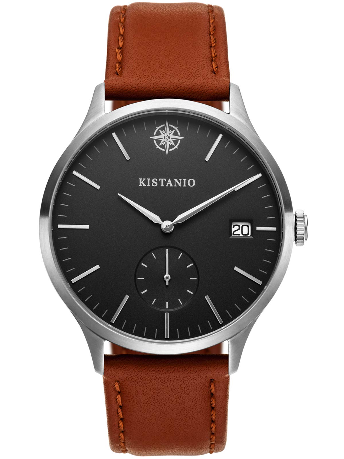 Kistanio Stratolis STR-40-105 Men's Watch with Leather Strap Analogue Sapphire Glass Steel Black, Strap.
