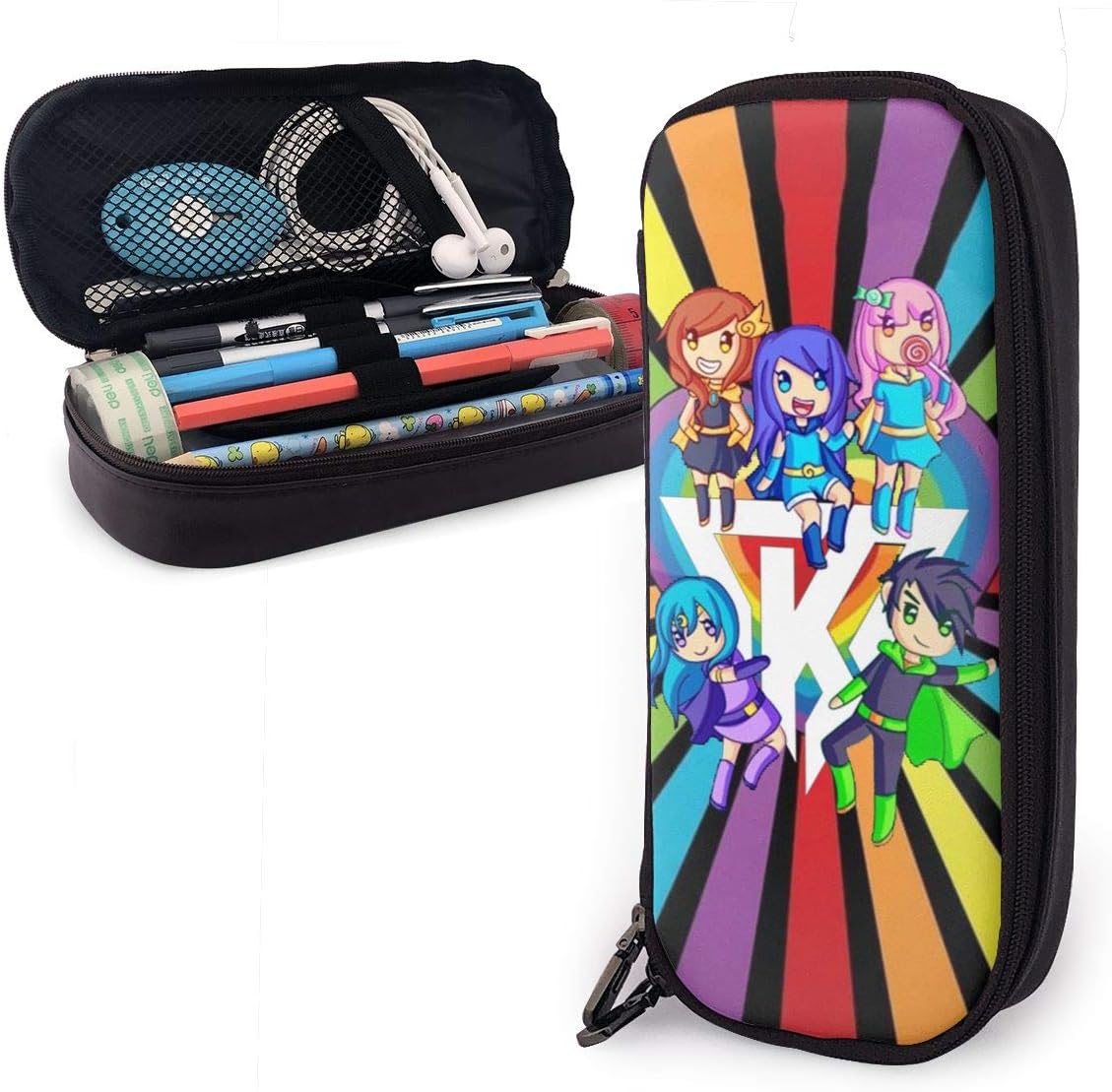 The Kr-ew Its-Fun-neh Protagonists Poster Pencil Case - High Capacity PU Leather Pencil Pouch Stationery Organizer Multifunction Cosmetic Makeup Bag Perfect Holder for Pencils and Pens