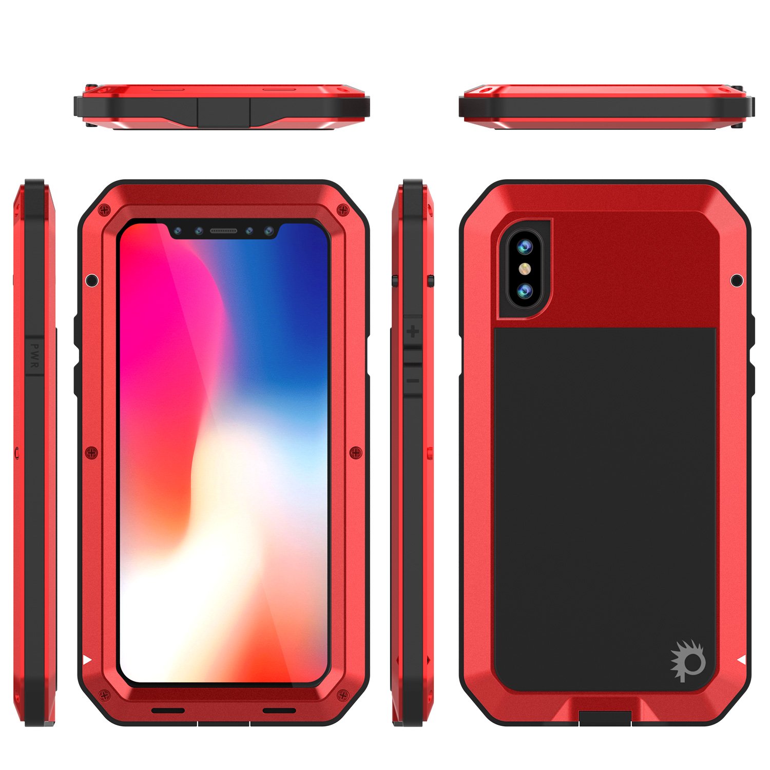 Punkcase iPhone XR Metal Case, Heavy Duty Military Grade Rugged Armor Cover [Shock Proof] Hard Aluminum & TPU Design W/Tempered Glass Screen Protector Compatible W/Apple iPhone XR [Red]