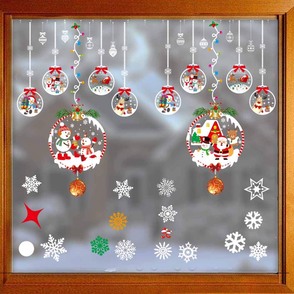 Christmas Window Stickers, Reusable Christmas Decorations, Window Clings for Christmas Decor, Party Supplies, Mirrors, Shop Window