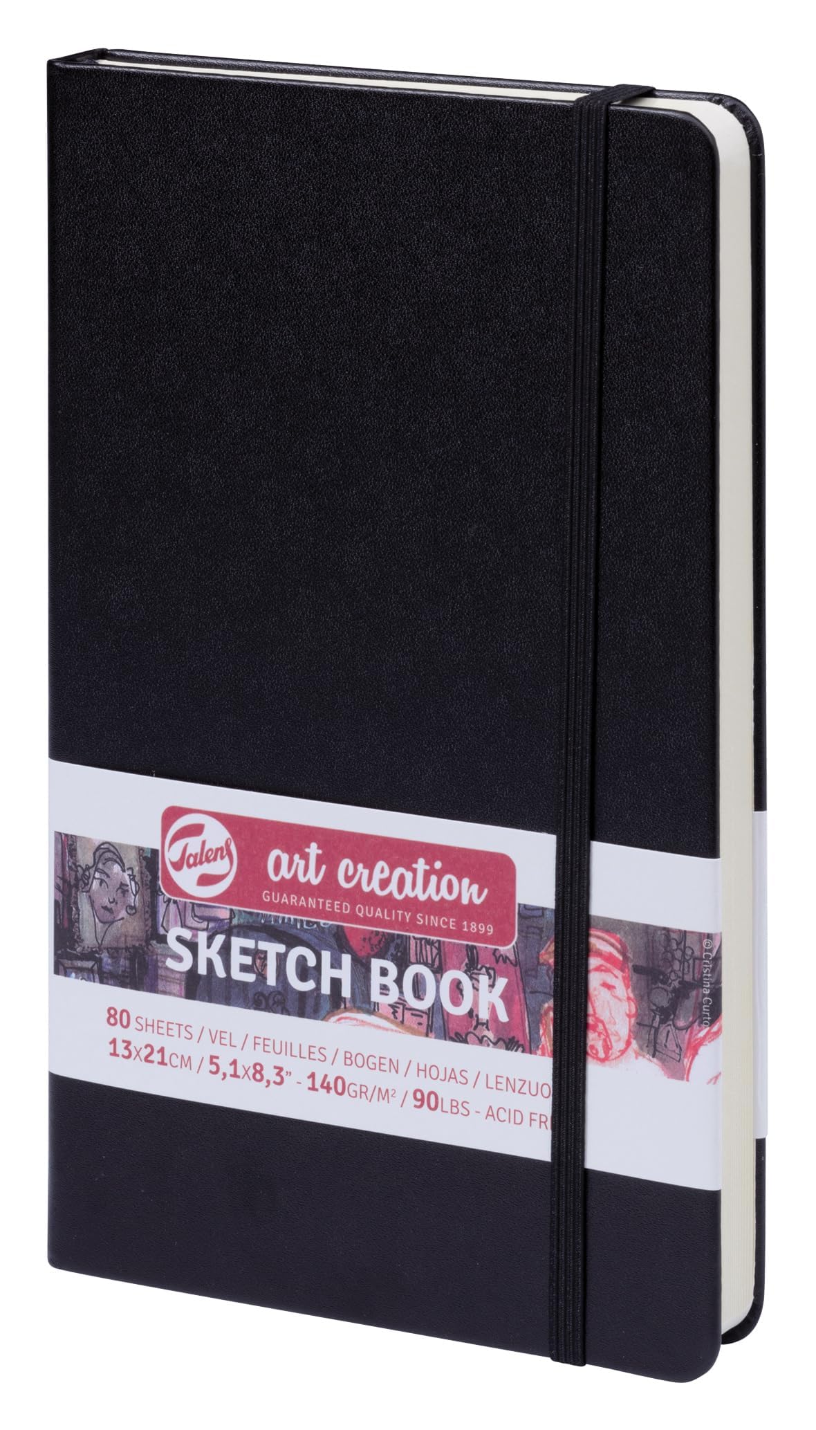 Talens Art Creation Sketchbook Black | 13 x 21 cm, 140 g, 80 sheets | Hardcover Sketchbook for Pencil, Pastel, Ink, Gouache