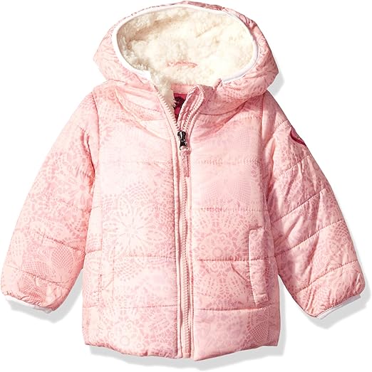 Weatherproof Baby Girls Quilted Jacket with Sherpa Lining