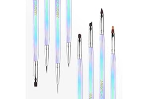 MAGYCAT 8PCS Nail Art Brushes Set Iridescent Nail Brushes Nail Art Design Brushes Nail Liner Brush 3D CARVE Nail Extension Gel Brush and Nail Pens for Beginner & Professional