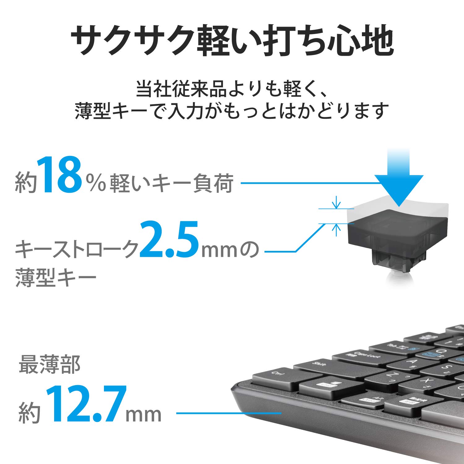 Elecom TK-FBM120KBK/EC Wireless Keyboard, Bluetooth Full Keyboard, with Numeric Keypad, Thin, Membrane, Antibacterial, Supports up to 3 Units, Multi-Pairing, iPad/Surface/Numeric Keypad, Black