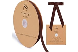 SIMISI RIBBON Brown Velvet Ribbon 3/8'' 25 Yards for Christmas Tree, Gift Wrapping, Flower Bouquet, Wreath Decorations, Bow Making