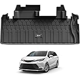 3W Cargo Mat Custom Fit for 2021-2026 Toyota Sienna, TPE Trunk Mat for Sienna 7 Seat & 8 Seat Car Accessories, Heavy Duty Cargo Liner