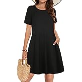 Summer Dresses for Women Casual Tshirt Short Sleeve Floral Sundress Beach Cover Ups with Pockets