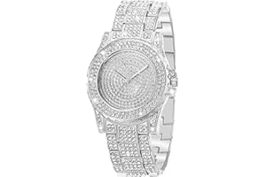 ManChDa Diamond Watch Silver Watch for Women Men Rhinestone Watches Ice Out Watch Full Diamonds Watch Quartz Crystal Stainless Steel Gold Watch Women Men Wrist Watch