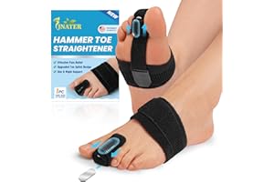 JNATER Hammer Toe Straightener Corrector for Women & Men, Toe Splint for Hammer, Curled, Crooked Toes, Pain Relief, Broken Support (1 Compression Foot Wrap & 1 Strap)