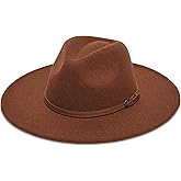 Wide Brim Fedora Hat for Women, Faux Wool Felt, Animal Print Band, Classic Western Style