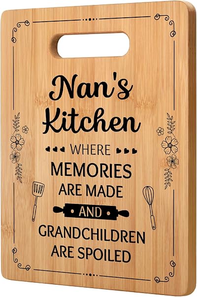 Gleevara Nan Gifts Bamboo Cutting Board 11x8.5 Nan Birthday Christmas