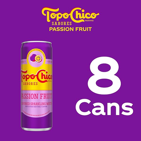 TOPO CHICO SABORES PASSIONFRUIT FLAVORED SPARKLING WATER, 12 FL OZ, 8 PACK