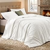 Quataly Fleece Comforter Set Queen Size-Super Warm & Lightweight Fluffy Winter Comforter(90"x90"), Luxury Fuzzy White Bed Set with 2 Pillowcases
