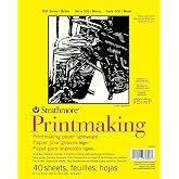 Strathmore 300 Series Printmaking Paper Pad, Glue Bound, 8x10 inches, 40 Sheets (120g) - Artist Paper for Adults and Students - Block Printing, Linocut, Screen Printing