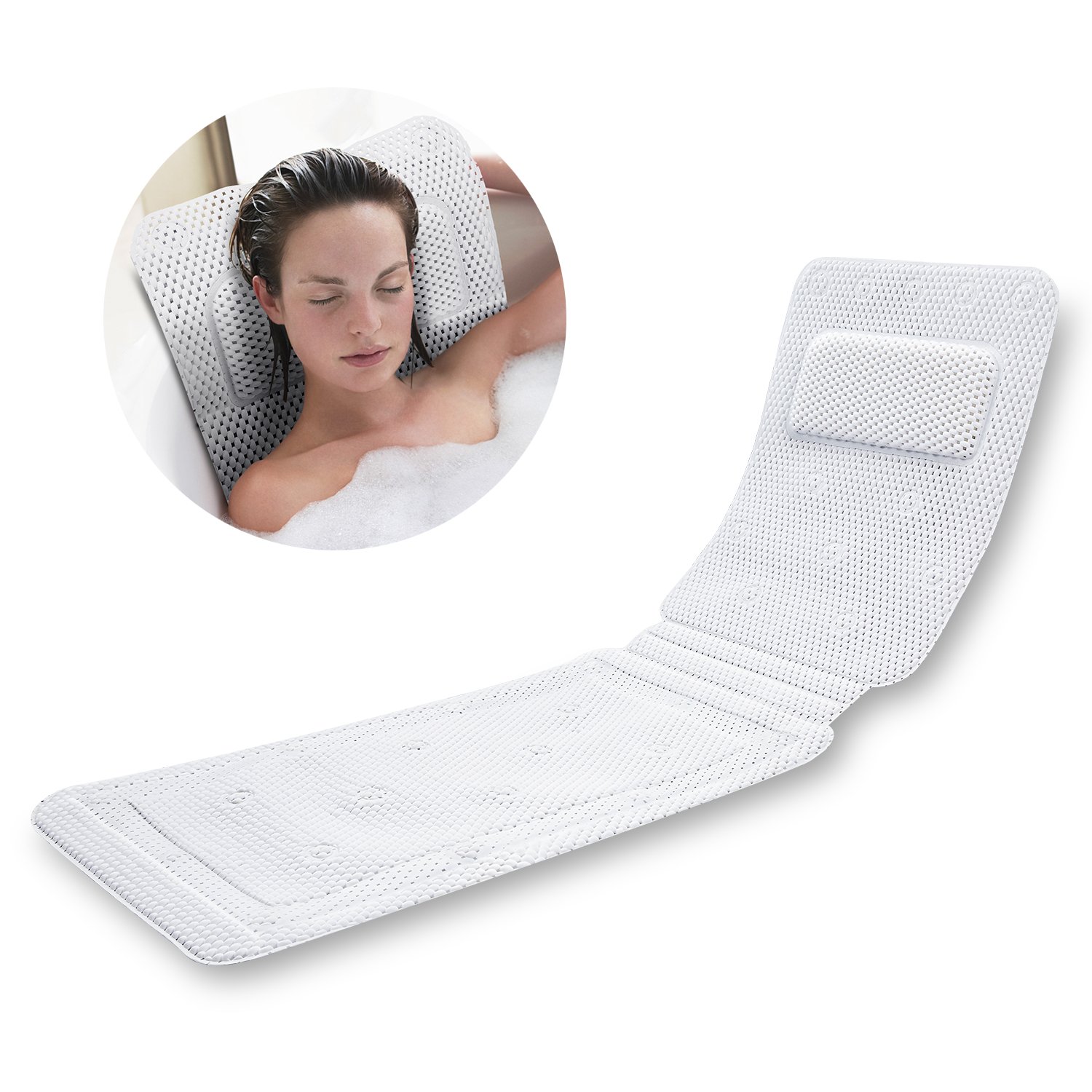Bath Pillow Mat Back Support Full Body [Upgraded Ergonomic