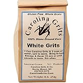Carolina Grits Company Traditionally Stone Ground Carolina White Grits, Whole Grain, Gluten Free and non-GMO (White, 1 Pack (16 ounces))