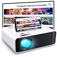 Projector, GooDee WiFi Mini Projector with Projector Screen, Synchronize Wireless Video Projector LED 1080p Full HD, 200…
