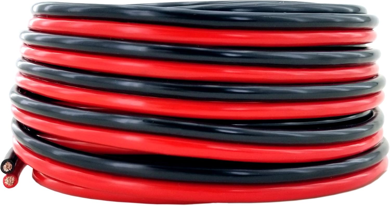 GS Power 14 AWG (American Wire Gauge) OFC Zip Cord Speaker Cable for Car Stereo Amplifier Remote Automotive Trailer Harness Hookup Wiring | 50 ft Red & 50' Black Bonded – Pure Copper