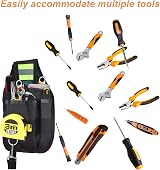 Minicoco Adjustable Tool Belt Pouch 3 Pocket Garden Electrician Work Bag Black view 2