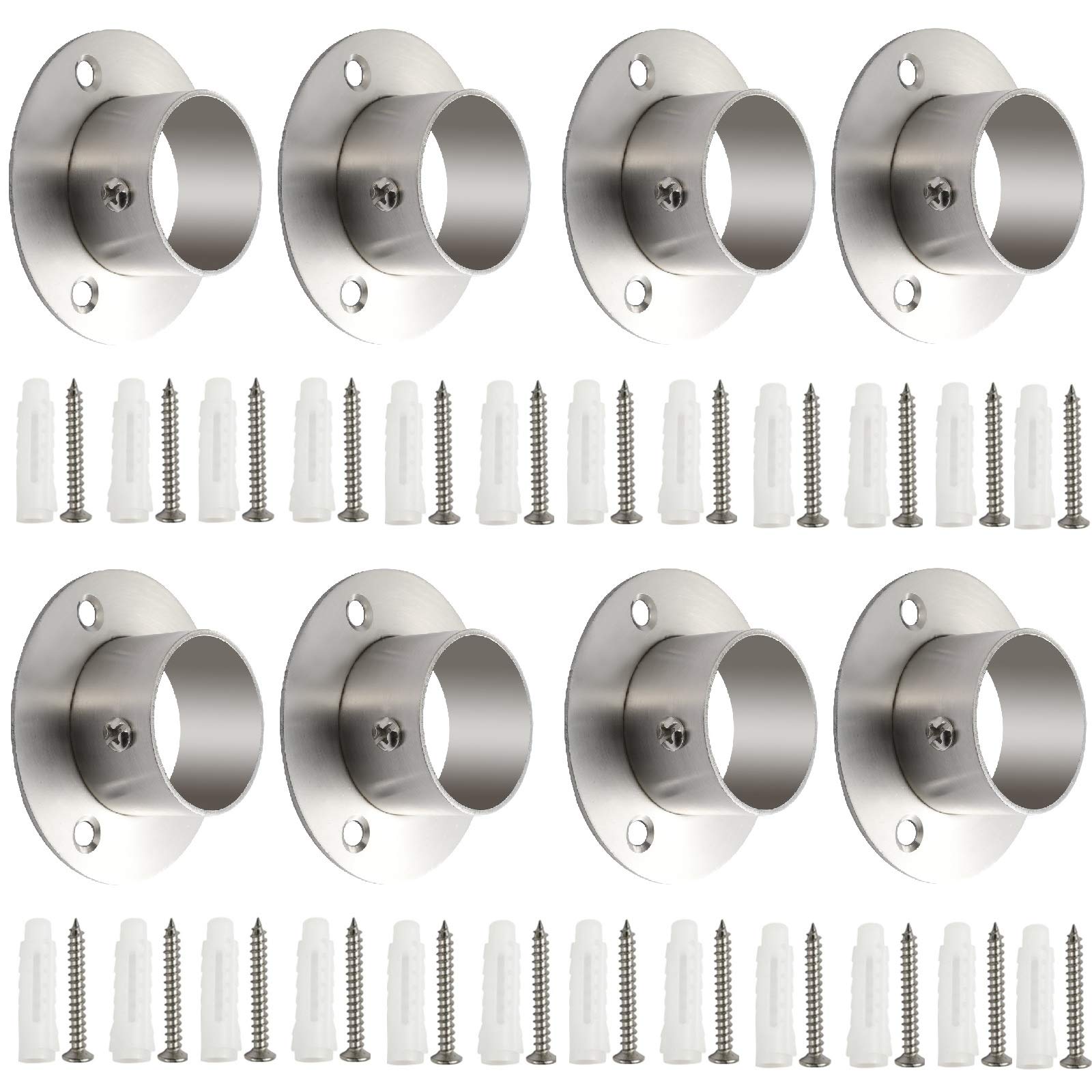 Photo 1 of Creatyi 38mm/1-1/2 Inch Heavy Duty Stainless Steel Closet Rod Brackets Closet Shower Rod Bracket Closet Rod Holders Closet Pole Sockets Closet Rod Supports (8 PCS, Silver)