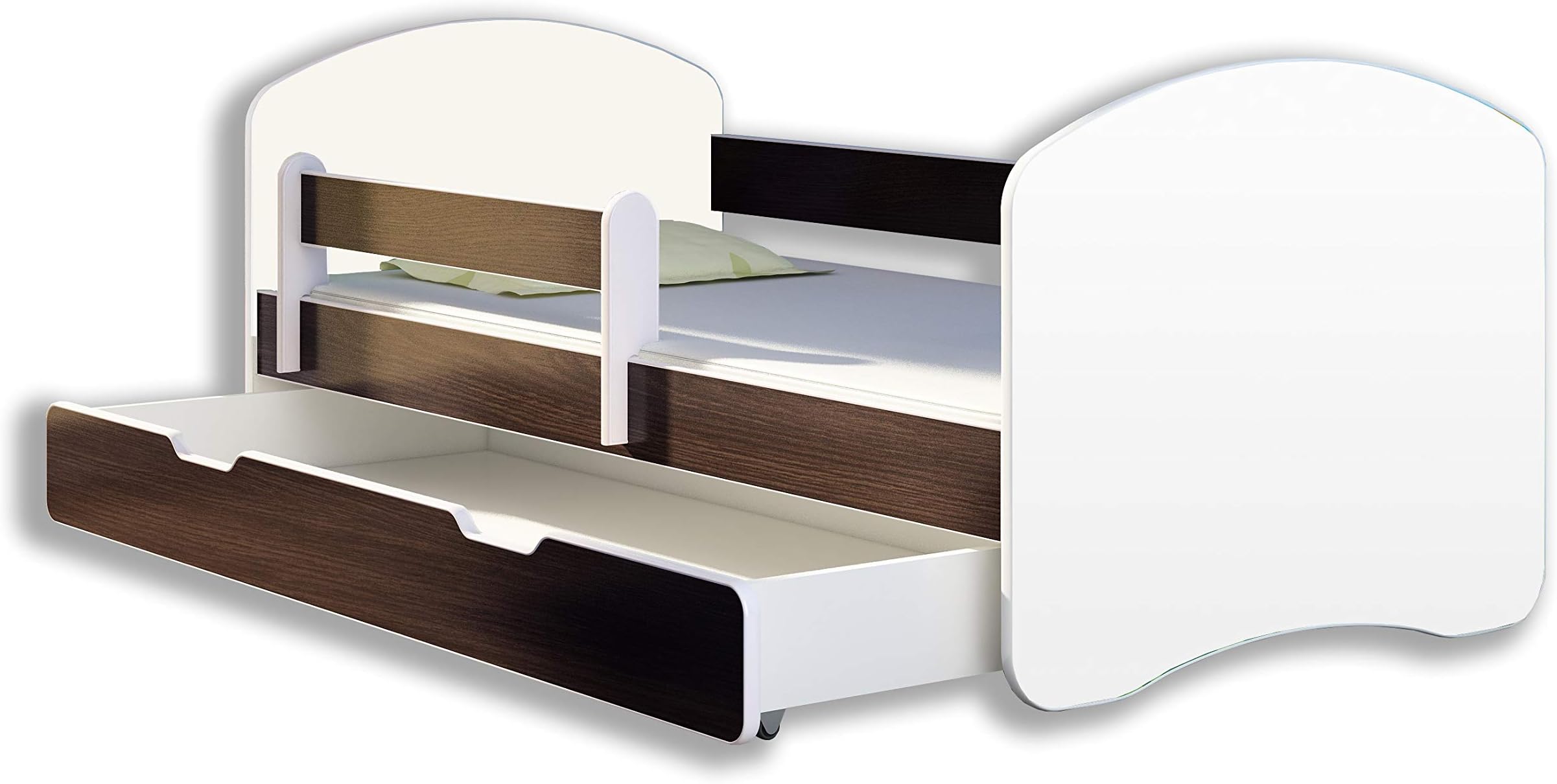 ACMA TODDLER CHILDREN KIDS BED + FREE MATTRESS DRAWER II WHITE (Wenge Wood, 140x70 cm + drawer)