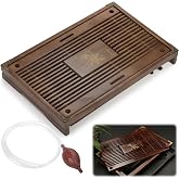 Eorbow Wooden Tea Tray, 17 Inch Chinese Kung Fu Tea Tray, Gongfu Tea Table with Water Storage Box, Household Filter Tea Serving Tray Gift Set for Home, Office, Bar
