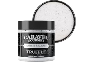 Black Truffle Salt, Truffle Seasoning and Finishing Salt, Add Truffle Flavor to Popcorn, Gourmet Sea Salt Flavored with Italian Black Truffle Oil, 4oz Jar - Caravel Gourmet Salt