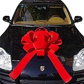 30" Giant Car Bow | 30" Red Velvet Car Bow - Big Car Bow with Non Scratch Magnet Base, Weather Resistant and Waterproof Vinyl Magnetic Car Bow (1 Pack)
