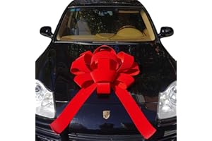 30" Giant Car Bow - Red Velvet | Big Gift Wrapping Bow with Non Scratch Magnet Base for Large Gift Decoration, Weather Resist