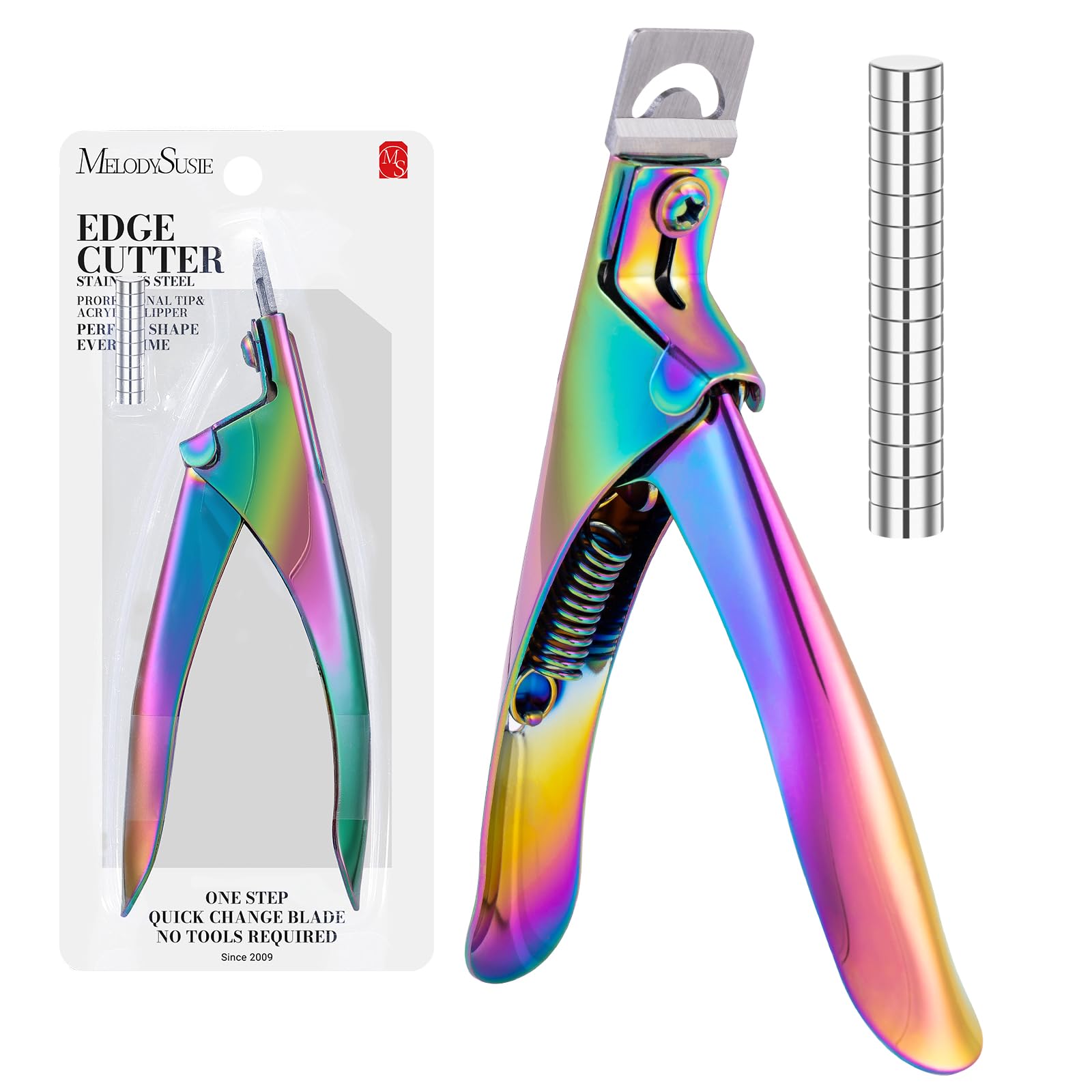 MelodySusie Nail Clippers Tip Cutters for Acrylic False Fake Gel Artificial Nails Rustproof Sharp Professional Manicure Pedicure Trimmer Nail Care Tools (Colorful, Small)