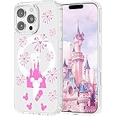 OCTT Magnetic Case Designed for iPhone 16 Pro Max 6.9 Inch, Compatible with MagSafe|Cute Pink Castle Patterns|Wireless|Anti-Yellowing|Shockproof|Protective Slim Clear Cover for Women Girl