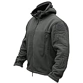 CRYSULLY Men's Military Tactical Sport Warm Fleece Hooded Outdoor Adventure Jacket Coats