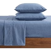 Eddie Bauer - Queen Sheet Set with Fitted Sheet &amp; Pillowcases | 100% Cotton Flannel, Solid Bed Sheets, Deep Pocket Fitted Sheet, Flat Sheet &amp; Pillowcases Included