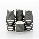 Restaurantware Ripple Wall Coffee Cups 25 Count 4 Ounce Insulated Gray Paper Cups, Rolled Rim Spill-Resistant Disposable Paper Non-Slip for Coffee, Beverages