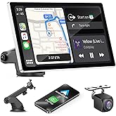 9" Wireless CarPlay Screen for Car, Wireless A-pple CarPlay & Android Auto,Portable Car Stereo with GPS Navigation,Backup Cam