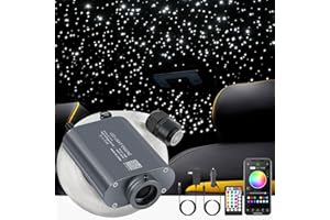 SUNKENET 16W LED Fiber Optic Lights, Starlight Headliner Kit for Car Roof&Home Decoration, Fiber Cable 400pcs*0.03in*9.8ft RGBW Star Light Headliner with Bluetooth APP/Remote Control/Music Mode