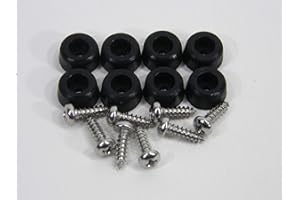 High Falls Furniture Co. Small 1/2" Dia and Extra Small 3/8" Dia Silicone Rubber Bumpers with Stainless Steel Screws (Black, 8)