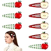 8Pcs Apple Hair Clips, Cute Fruit Hair Barrettes Kawaii Decorative Hair Accessories for Women Girls (Red and Green)