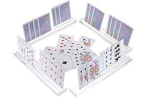 BTSKY 4 PCS Clear Acrylic Playing Cards Holders Stand Dual Groove Plastic Playing Card Organizer 10”Hands Free Card Holder fo
