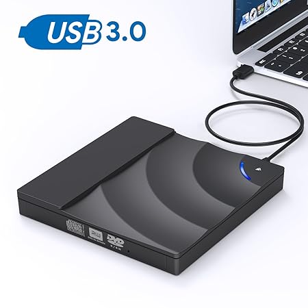 USB3.0 DVDディスクドライブ外付く、Oudekay 超薄型タッチコントロールできるCD DVDレコーダー、ポータブルDVDプレーヤー、ノートパソコンとデスクトップパソコンMacBook Windows XP / Win 7 / Win 8 / Win 10 / Vista / Linux / Mac OSなどに適合