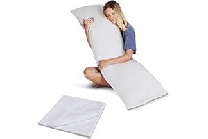 Snuggle-Pedic Body Pillow for Adults w/White Pillowcase- Pregnancy Pillows w/Shredded Memory Foam - Firm Maternity Side Sleeper Pillow for Adults - Long Cuddle Pillow for Bed - 20x54 Full Body Pillow