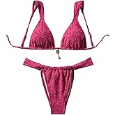GORGLITTER Women's Summer Triangle Bikini Set Flower High Waisted Thong Swimsuit Cheeky Bathing Suit 2 Piece Swim Wear