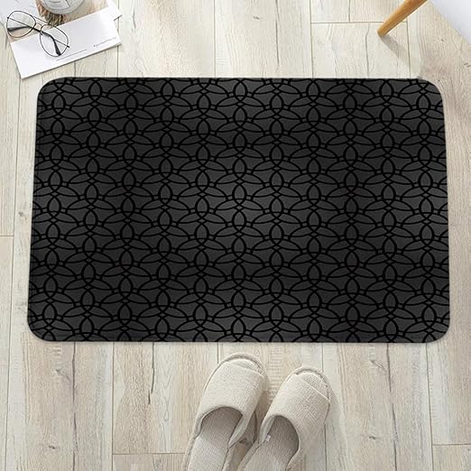 Badezimmerteppich mit Memory Foam,Dunkelgrau, geometrisches Muster mit