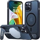 TORRAS for iPhone 15 Plus Case Translucent Black | Strong Magnetic & Seamless Stand, Fit for MagSafe, Military-Grade Drop Protection, Sturdy Adjustable Built-in Kickstand, Slim Matte Finish